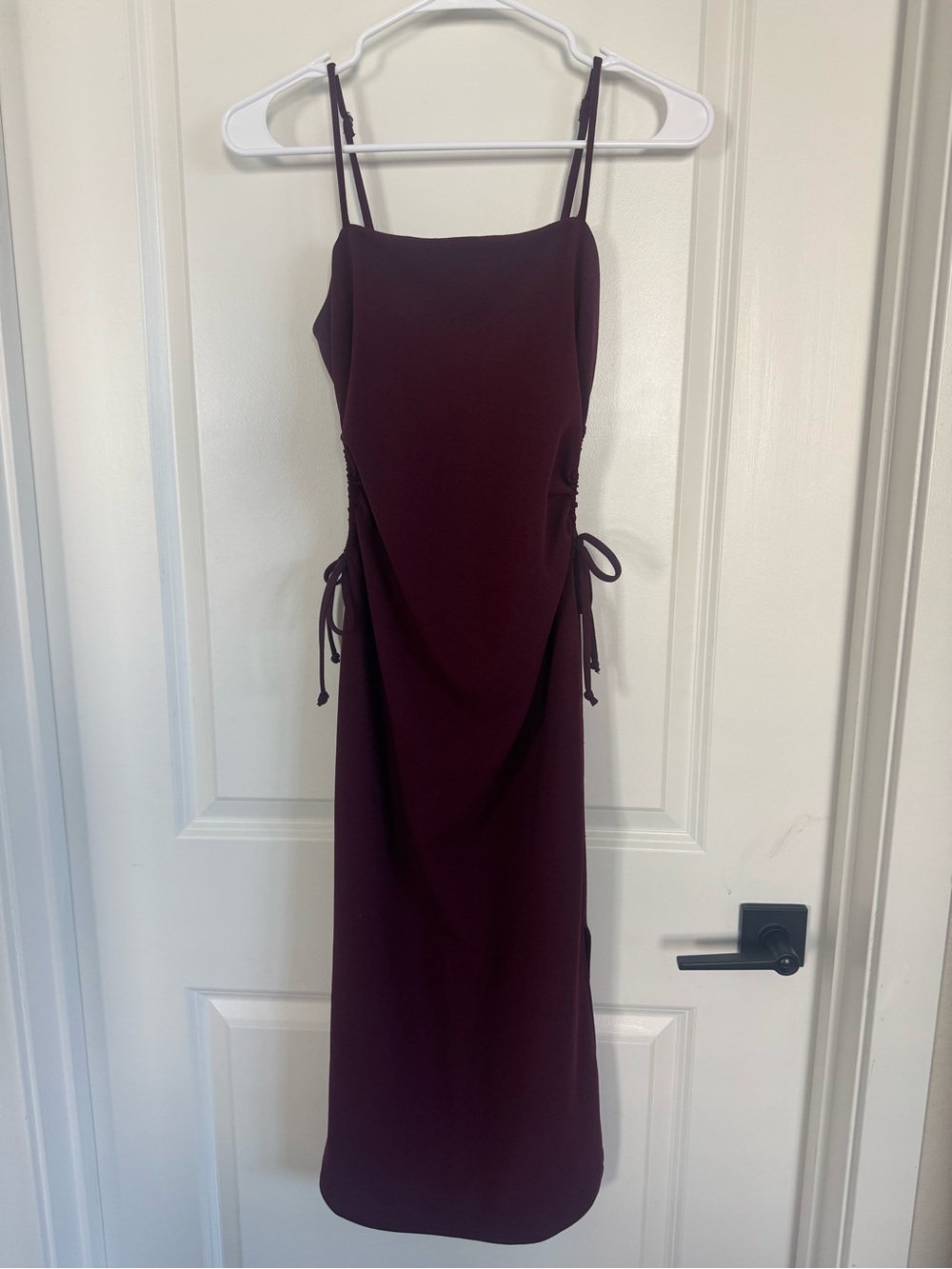 Altar'd State Burgundy Spaghetti Strap Midi Dress with Side Ties